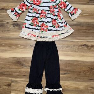 CC Boutique Floral and Striped Kids Matching Set